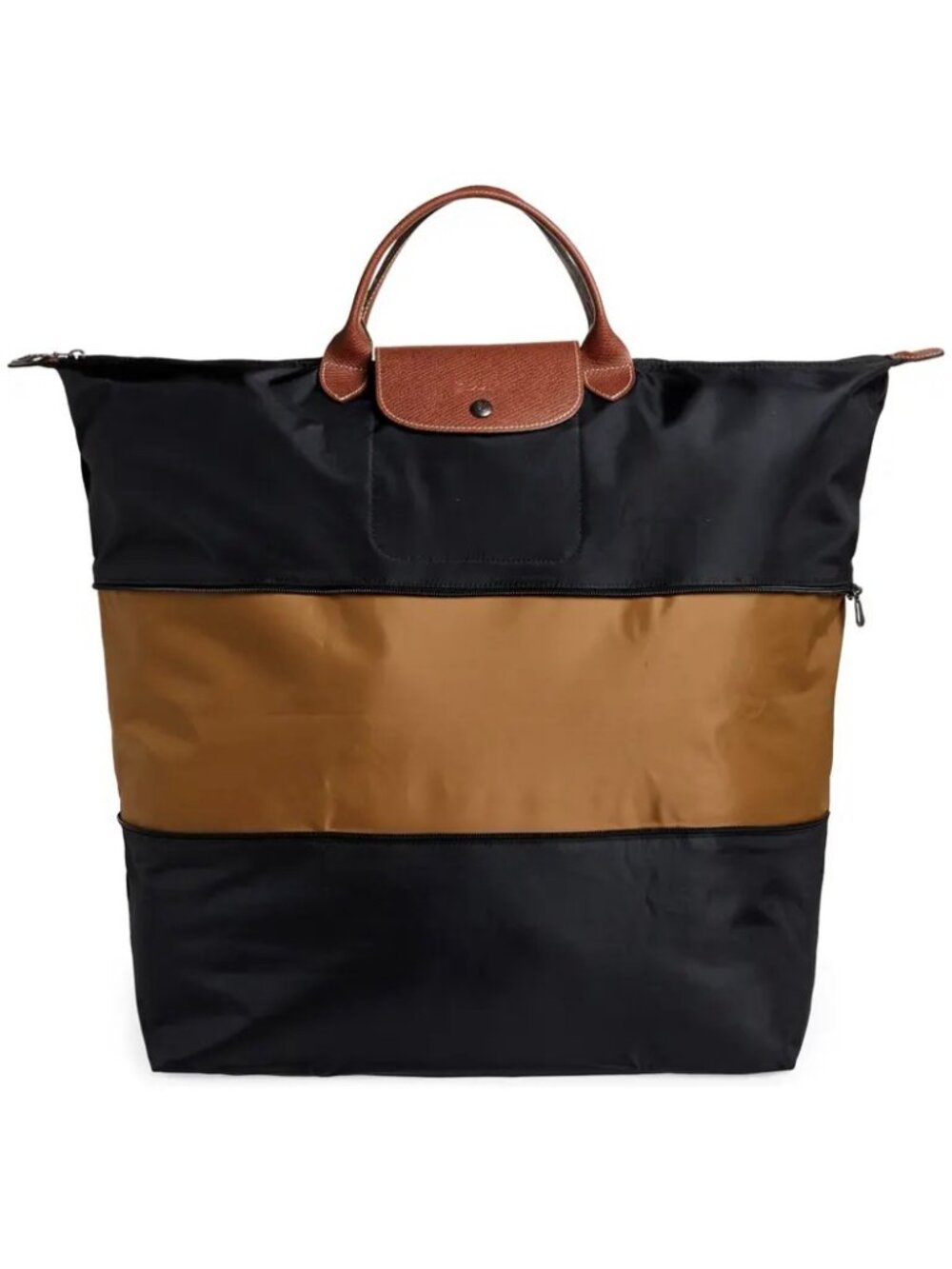 NWT LONGCHAMP Le Pliage Expandable Large Handheld Travel Weekender Tote BLACK